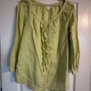 Charter Club Light Green Ruffle Blouse